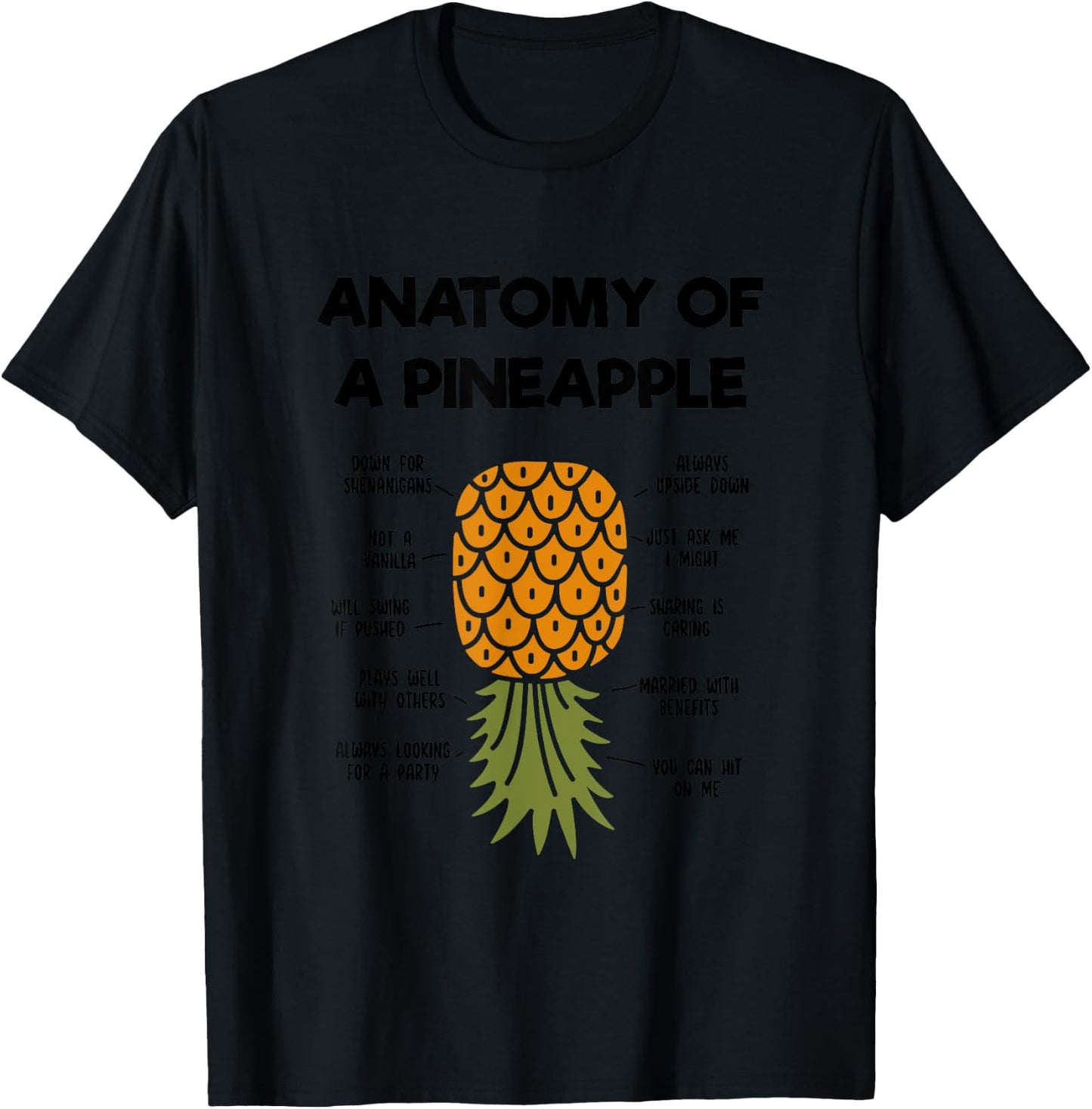 Funny Upside Down Pineapple Anatomy of a Pineapple Swinger T-Shirt - T-Shirt | Black