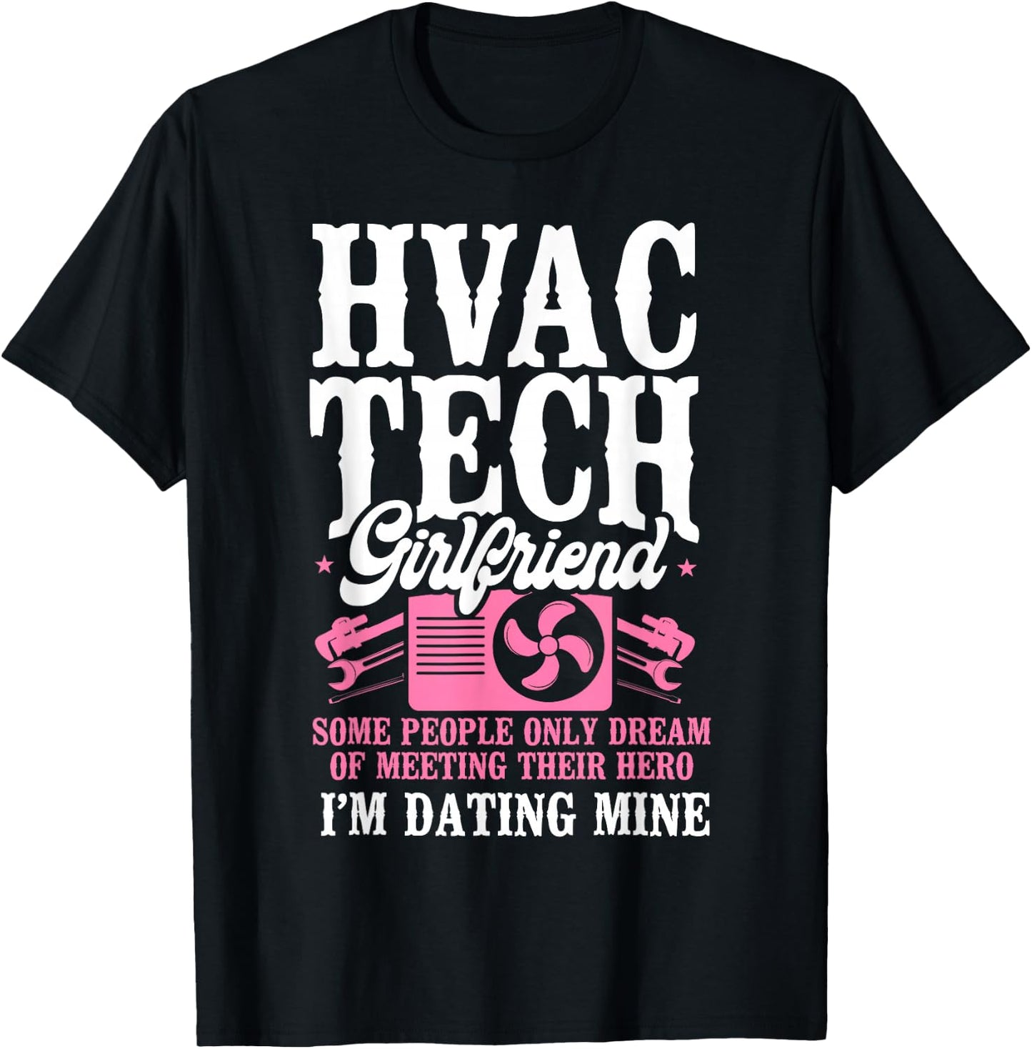 HVAC Technician Tech Girlfriend Vintage Hvac Tech Girlfriend T-Shirt - T-Shirt | Black