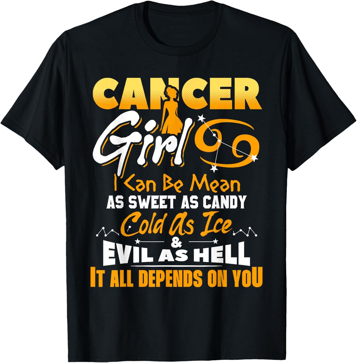 Cancer Girl Zodiac Birthday June July Month Funny T-Shirt - T-Shirt | Black