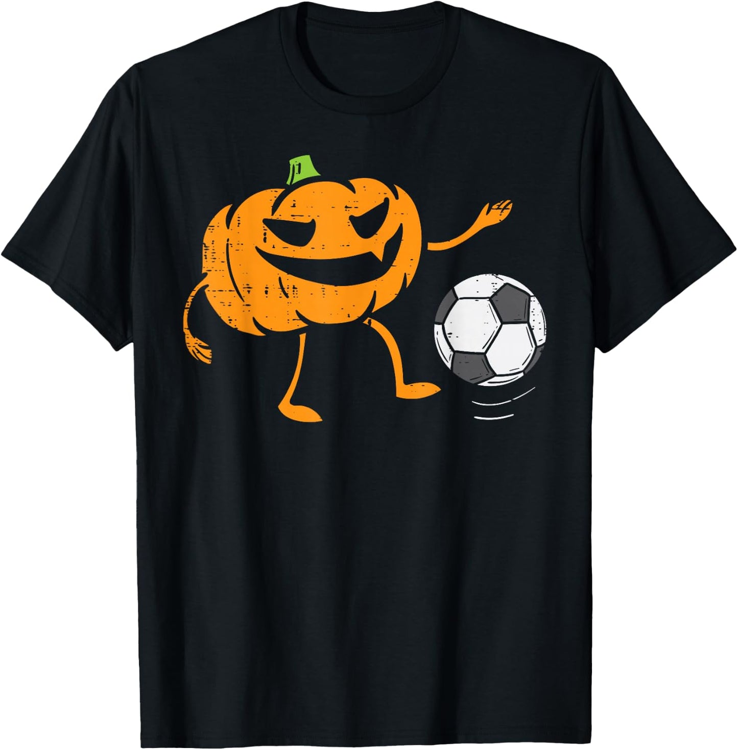 Pumpkin Playing Soccer Football Halloween Costume Sports T-Shirt - T-Shirt | Black