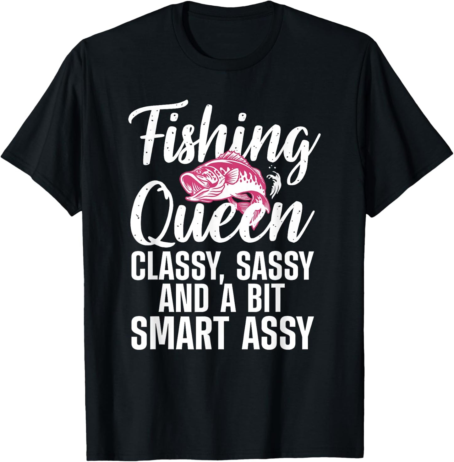 Funny Fishing Queen Design Ladies Fishing Lovers T-Shirt - T-Shirt | Black