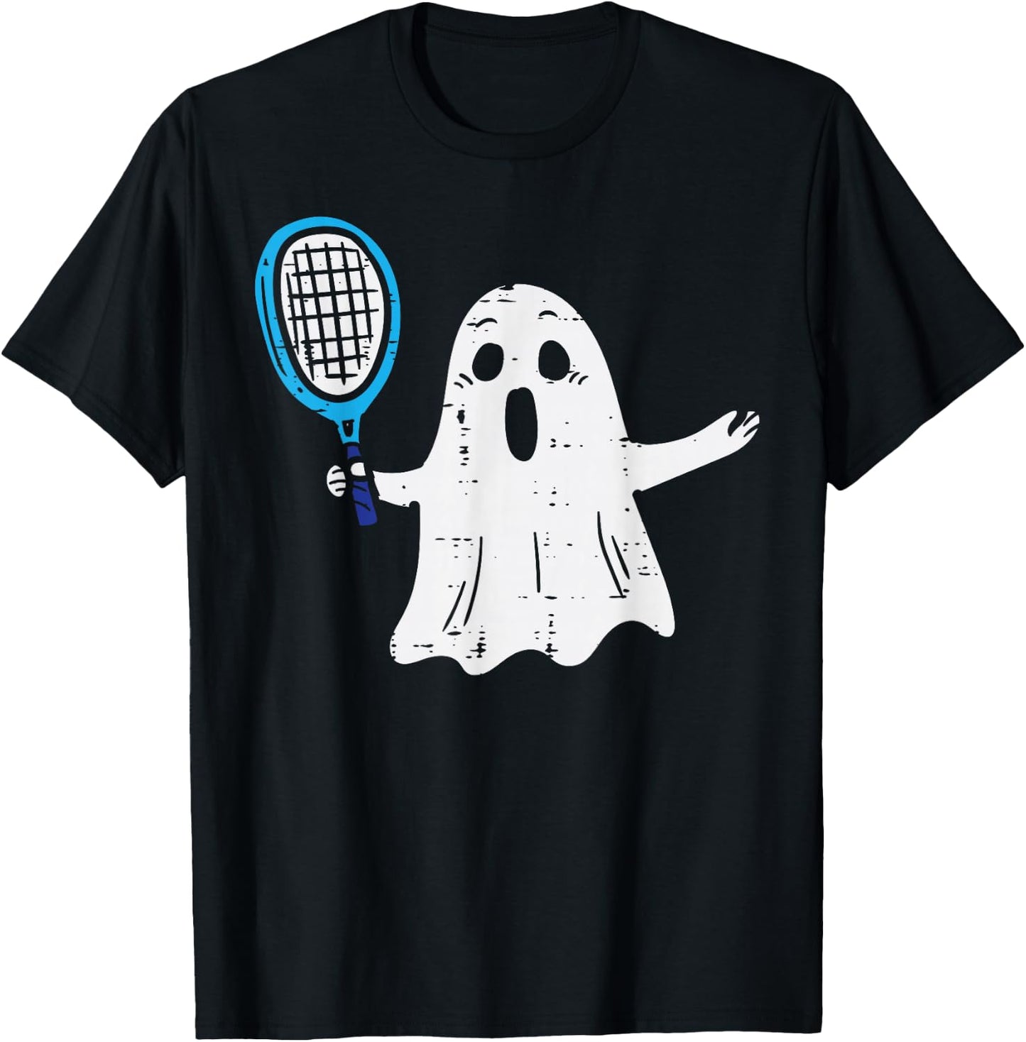 Ghost Playing Tennis Halloween Costume Sports Men Women Kids T-Shirt - T-Shirt | Black