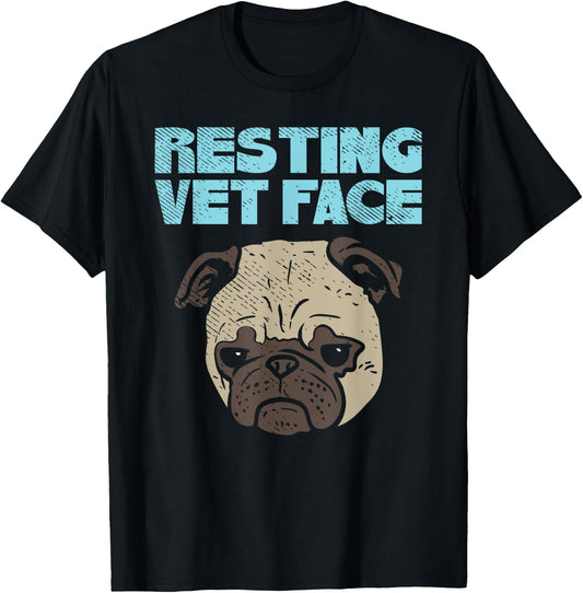 Resting Vet Face Funny Veterinary T-Shirt - T-Shirt | Black