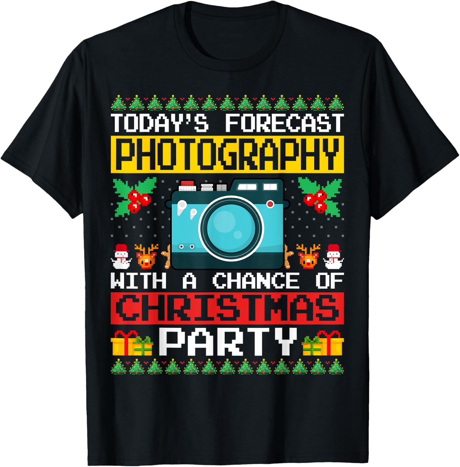 Photography Christmas Party Photographer Xmas Ugly Style T-Shirt - T-Shirt | Black