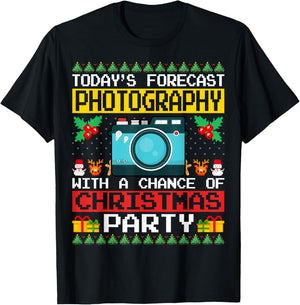 Photography Christmas Party Photographer Xmas Ugly Style T-Shirt - T-Shirt | Black