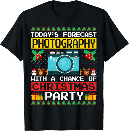 Photography Christmas Party Photographer Xmas Ugly Style T-Shirt - T-Shirt | Black