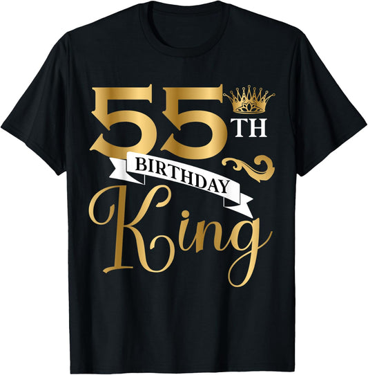 55 Year Old Birthday King Husband 55th B-Day Family Matching T-Shirt - T-Shirt | Black