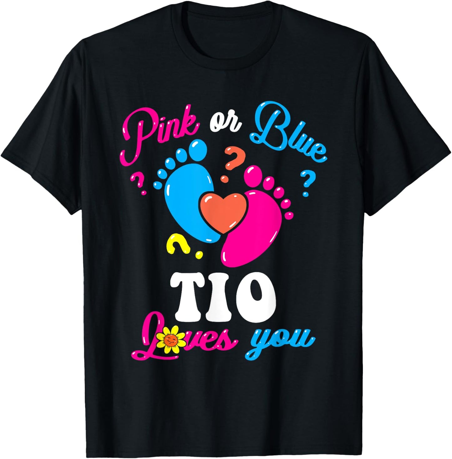 Pink or Blue Tio Loves You Baby Gender Reveal Party Uncle T-Shirt - T-Shirt | Black
