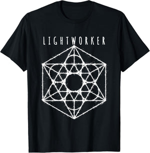 Lightworker Hexagram Sacred Geometry Mandala T-Shirt - T-Shirt | Black