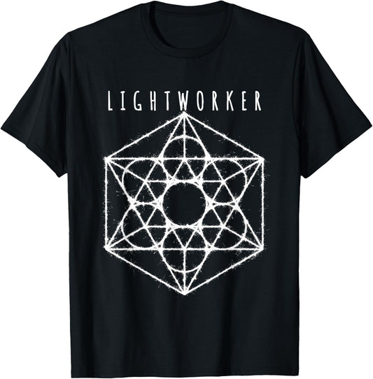 Lightworker Hexagram Sacred Geometry Mandala T-Shirt - T-Shirt | Black