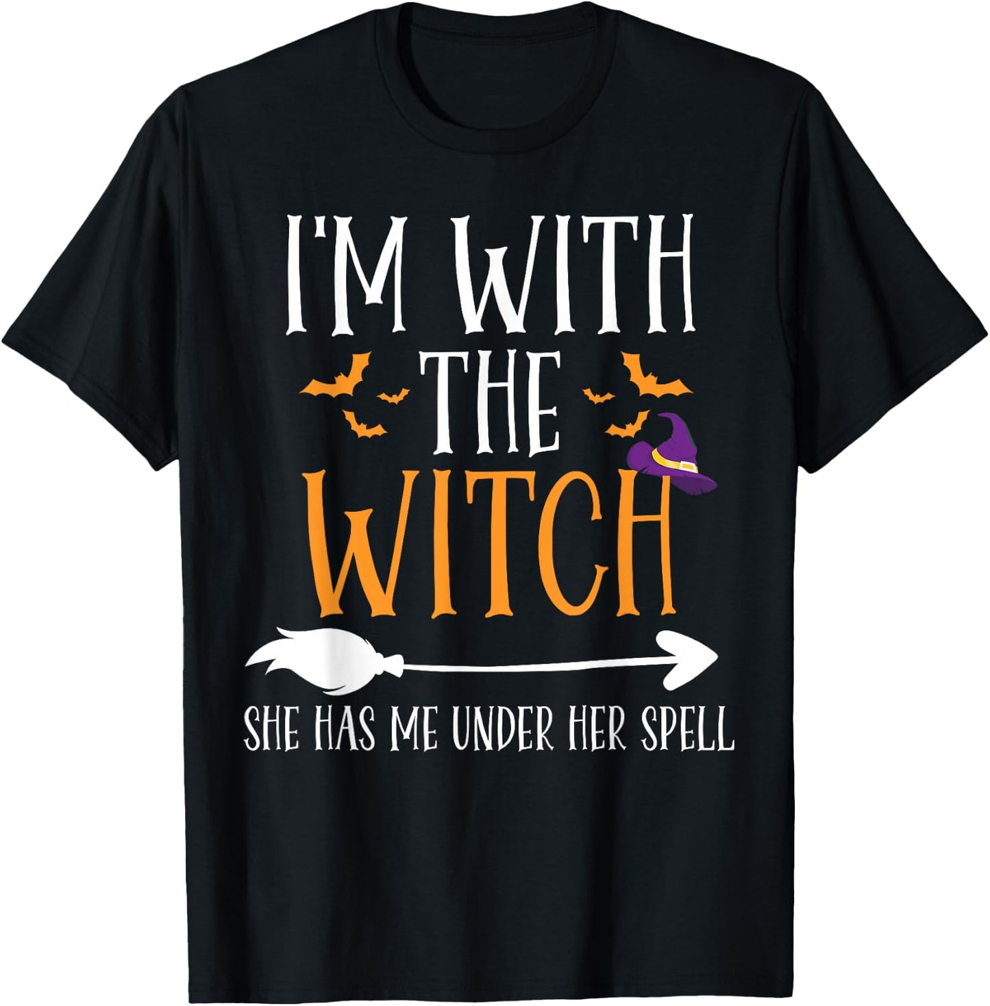 I'm With The Witch Funny Halloween Couples Costume T-Shirt - T-Shirt | Black