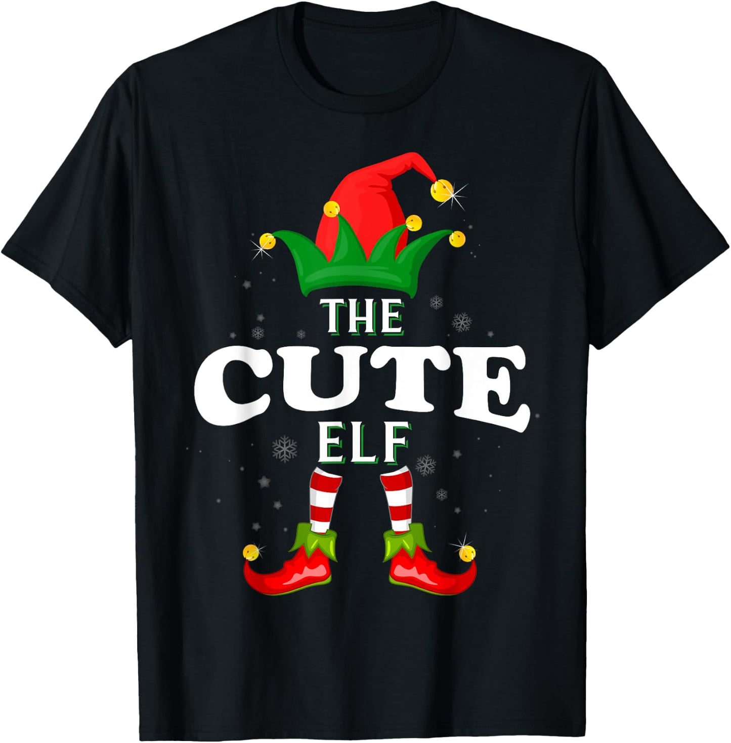 Xmas Cute Elf Family Matching Christmas Pajama T-Shirt - T-Shirt | Black
