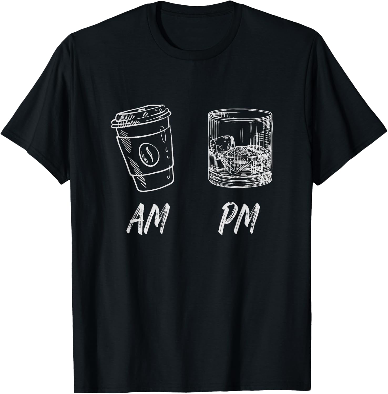 Am Coffee Pm Whiskey T-Shirt - T-Shirt | Black