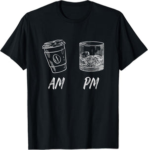 Am Coffee Pm Whiskey T-Shirt - T-Shirt | Black