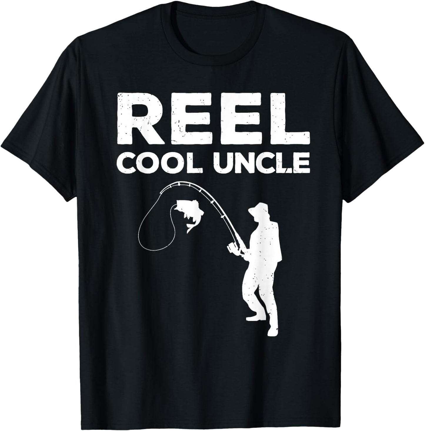 Funny First Time Uncle Design Reel Fishing Lover T-Shirt - T-Shirt | Black