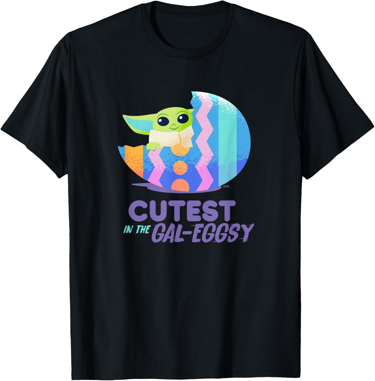 Star Wars The Mandalorian Grogu Easter Cutest in Gal-Eggsy T-Shirt - T-Shirt | Black