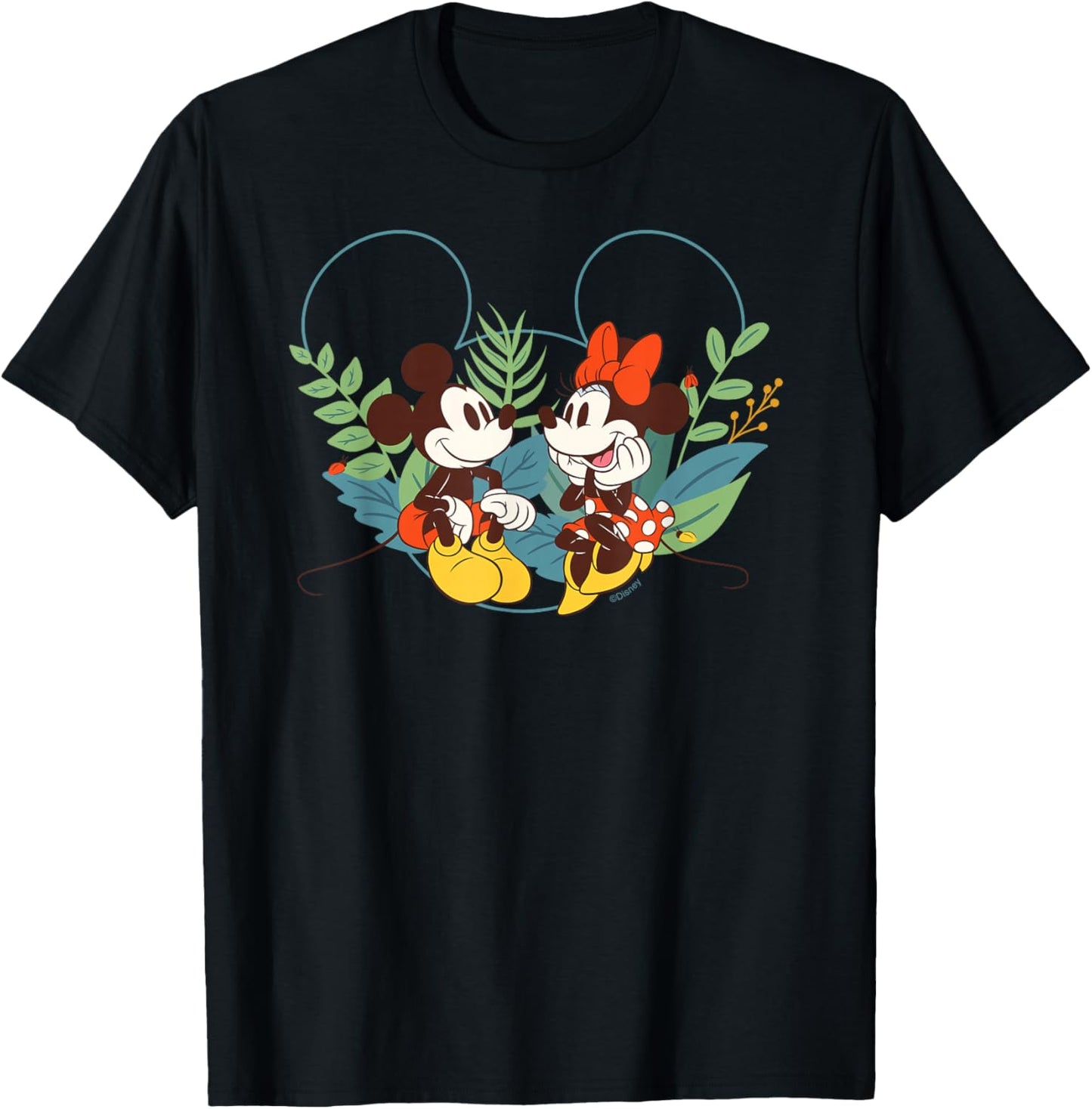 Disney Mickey & Minnie Mouse Spring Chat Botanical Garden T-Shirt - T-Shirt | Black