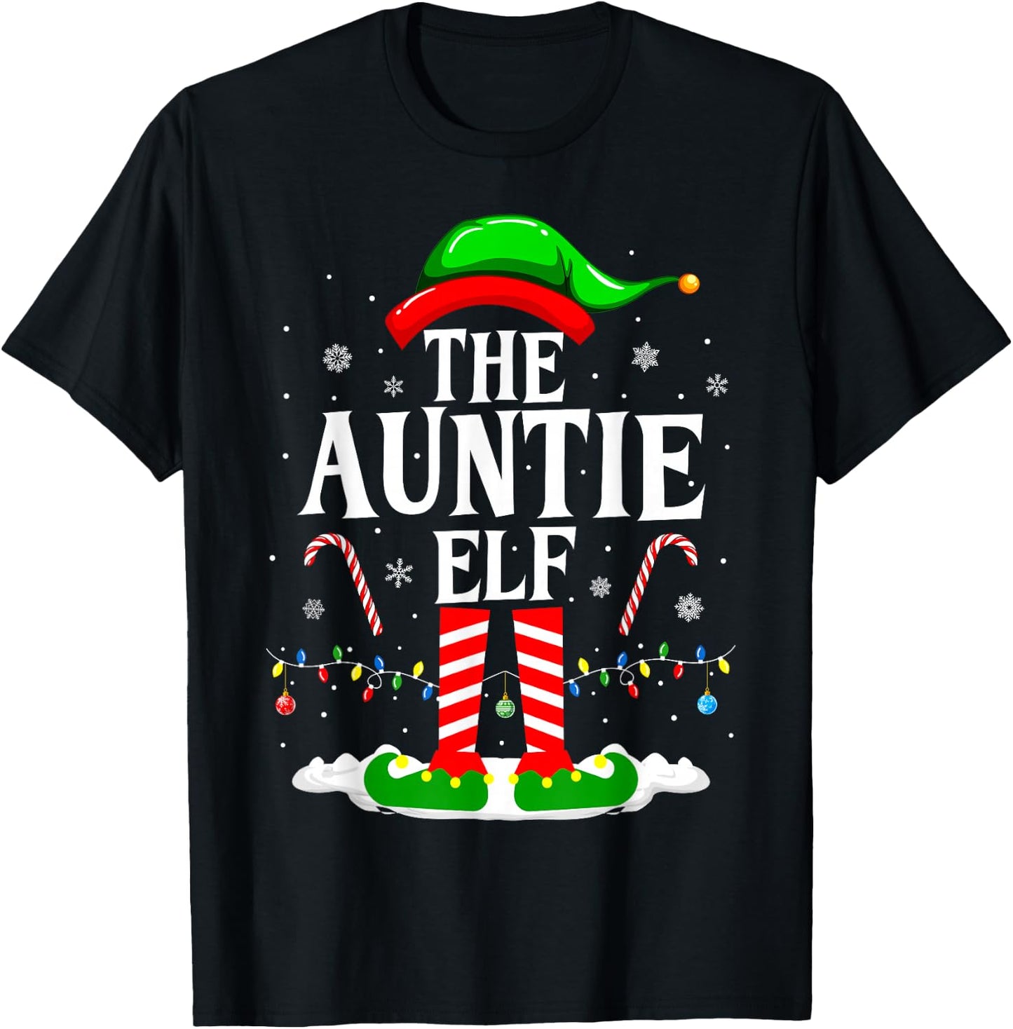The Auntie Elf Funny Xmas Elf Matching Family Christmas T-Shirt - T-Shirt | Black