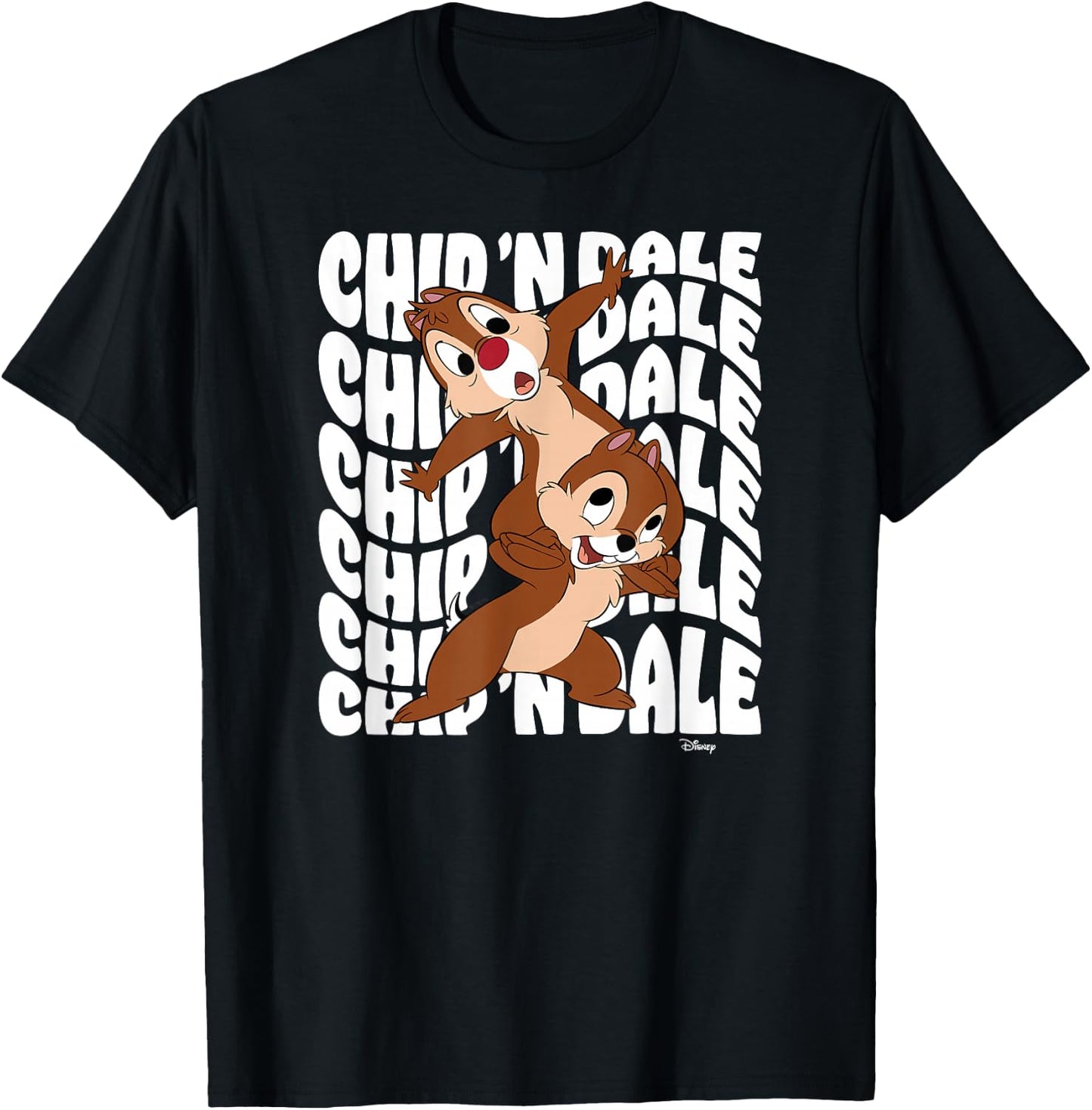 Chip 'N Dale Rescue Rangers - Wavy Stacked T-Shirt - T-Shirt | Black