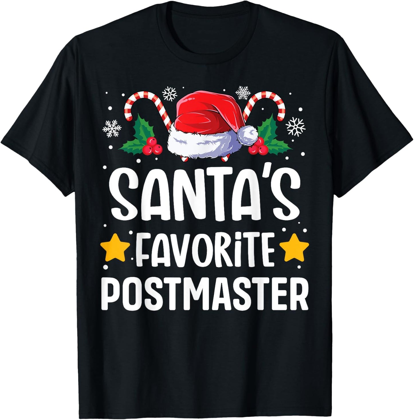 Santas Favorite Postmaster Christmas Matching Group Pajama T-Shirt - T-Shirt | Black