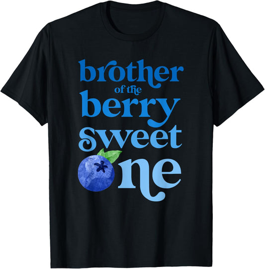 Brother First Birthday Berry Sweet One Blueberry 1st Bday T-Shirt - T-Shirt | Black