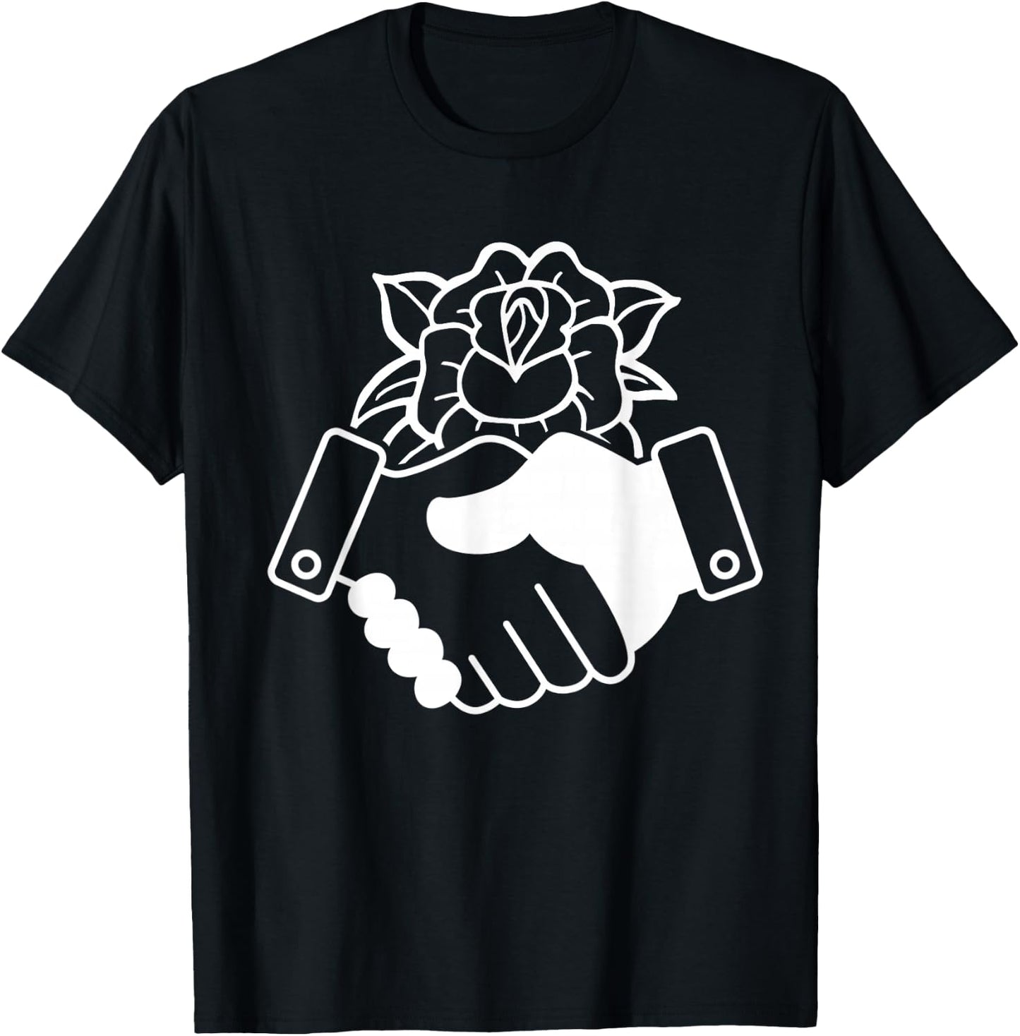 Democratic Socialism Socialist of America Rose Handshake T-Shirt - T-Shirt | Black