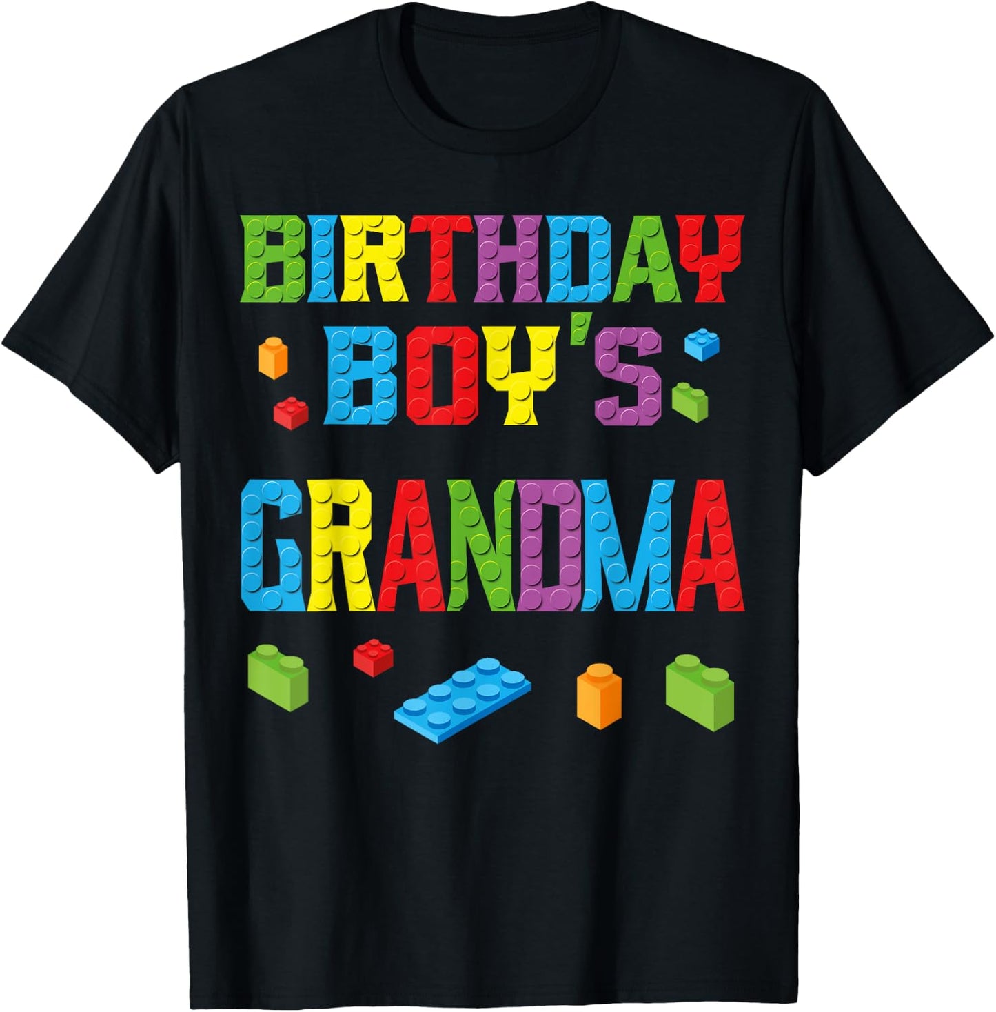Master Builder Birthday Boy's Grandma Building Bricks Blocks T-Shirt - T-Shirt | Black