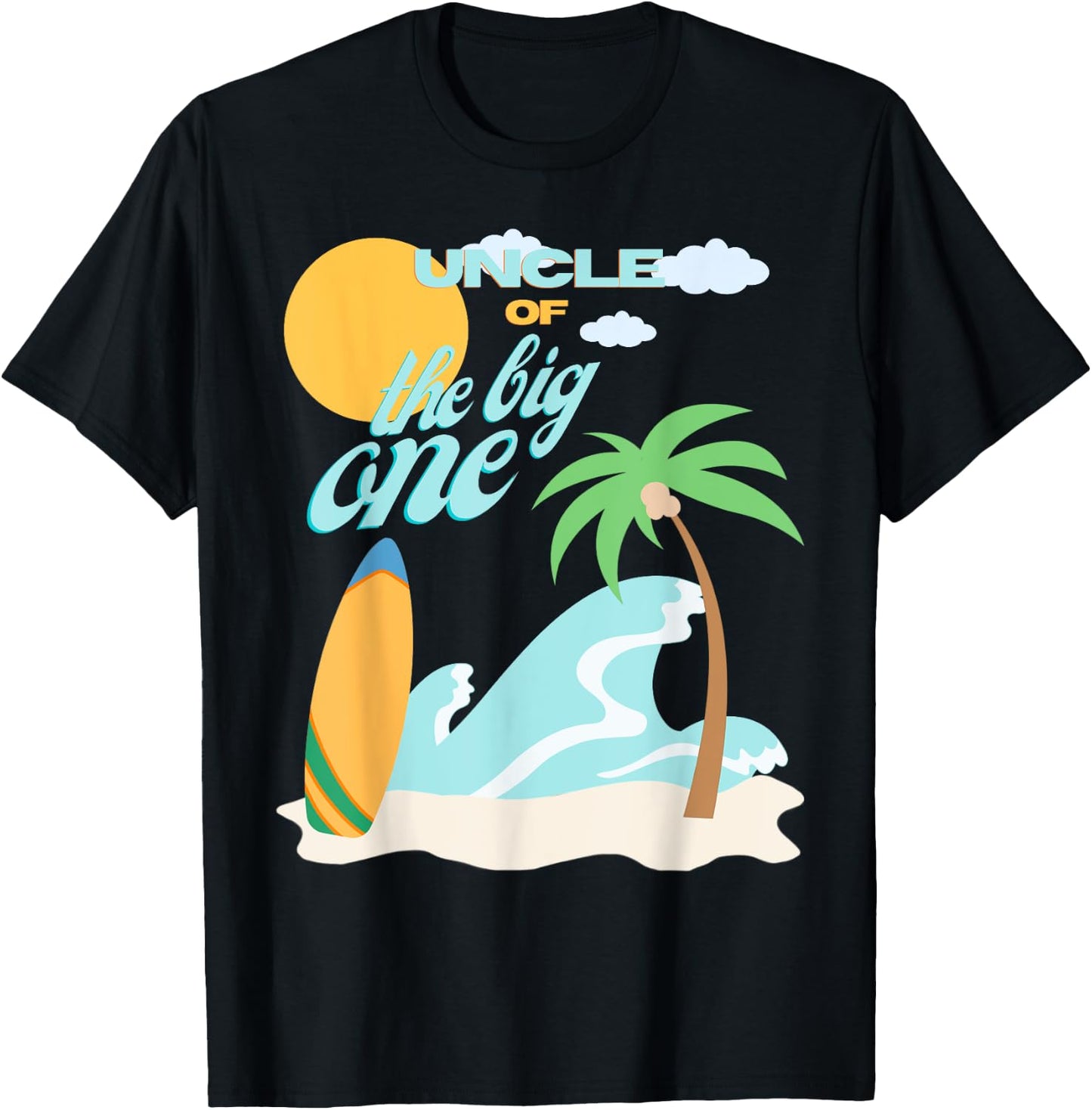 Uncle First Birthday 1st Bday Surfing Family Matching T-Shirt - T-Shirt | Black