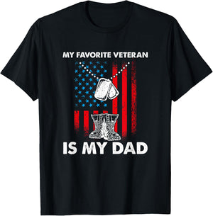 My Favorite Veteran Is My Dad - Father Veterans Day T-Shirt - T-Shirt | Black
