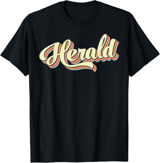 Herald Retro Art Baseball Font Vintage T-Shirt - T-Shirt | Black