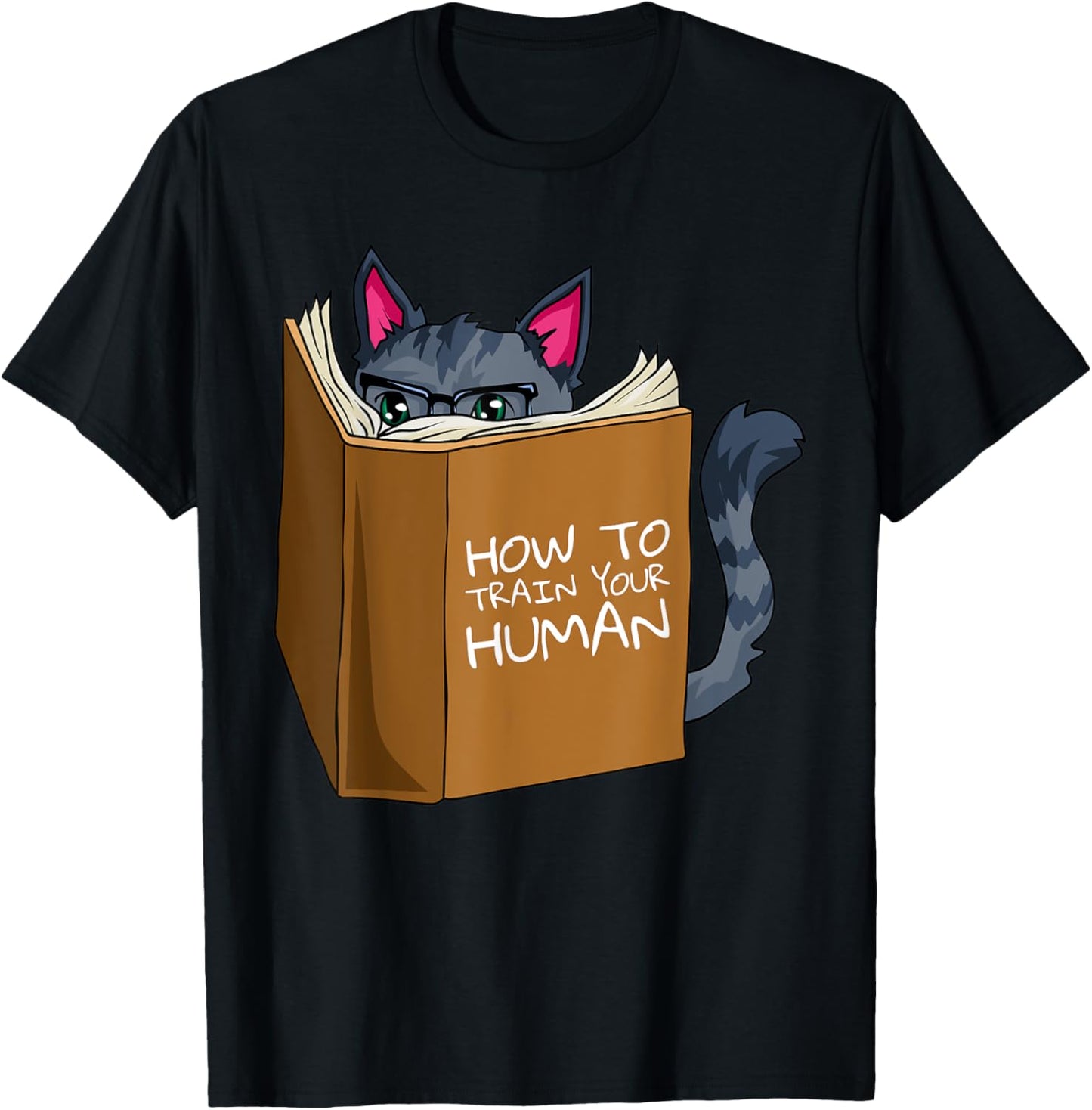 Funny Cat How To Train Your Human Hilarious Cats Meow Kitty T-Shirt - T-Shirt | Black