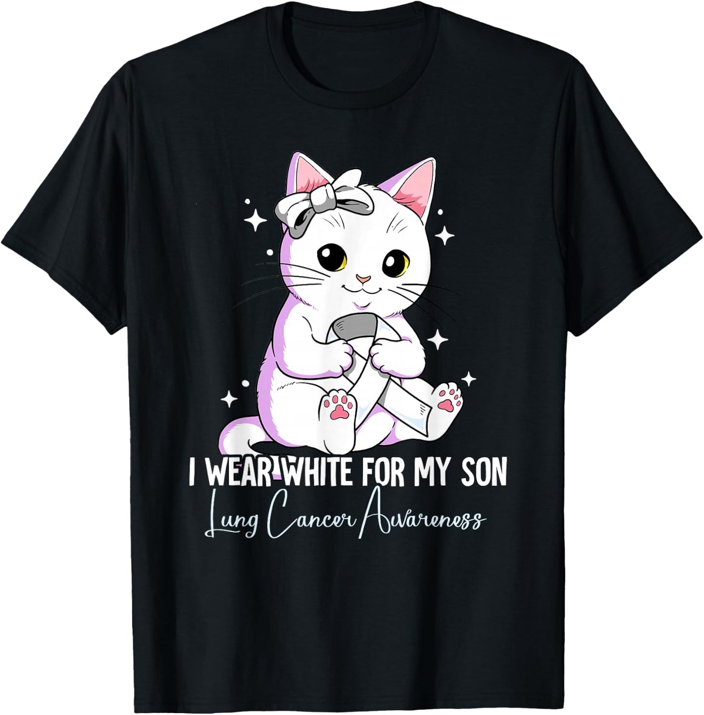 I Wear White For My Son Lung Cancer Awareness T-Shirt - T-Shirt | Black