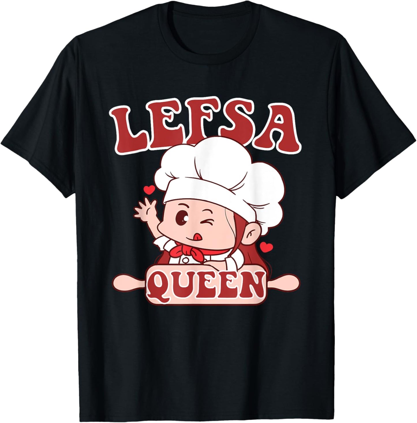 Lefsa Queen Norwegian Potato Flatbread T-Shirt - T-Shirt | Black