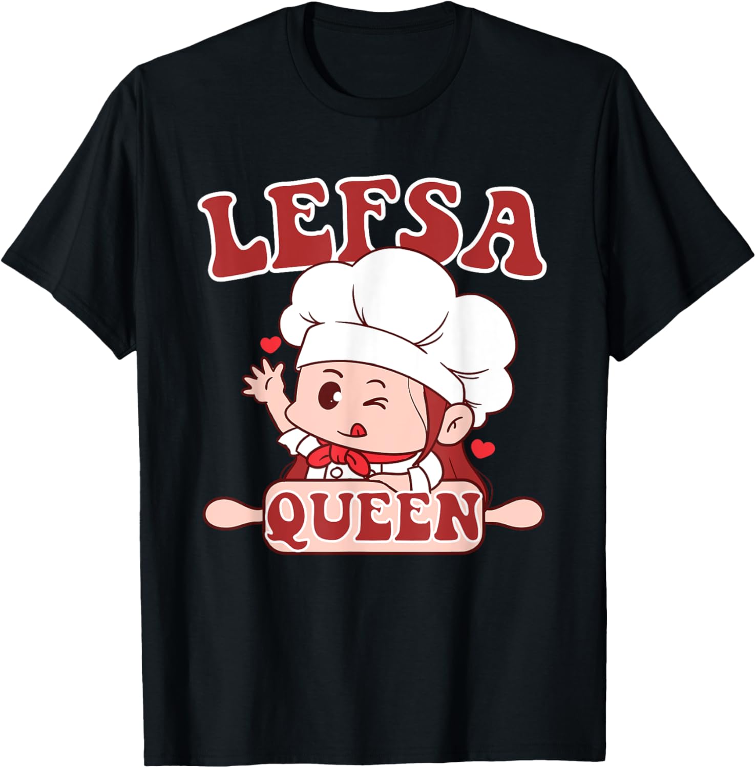 Lefsa Queen Norwegian Potato Flatbread T-Shirt - T-Shirt | Black