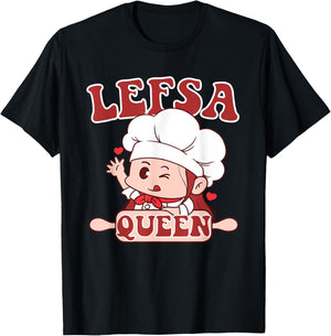 Lefsa Queen Norwegian Potato Flatbread T-Shirt - T-Shirt | Black