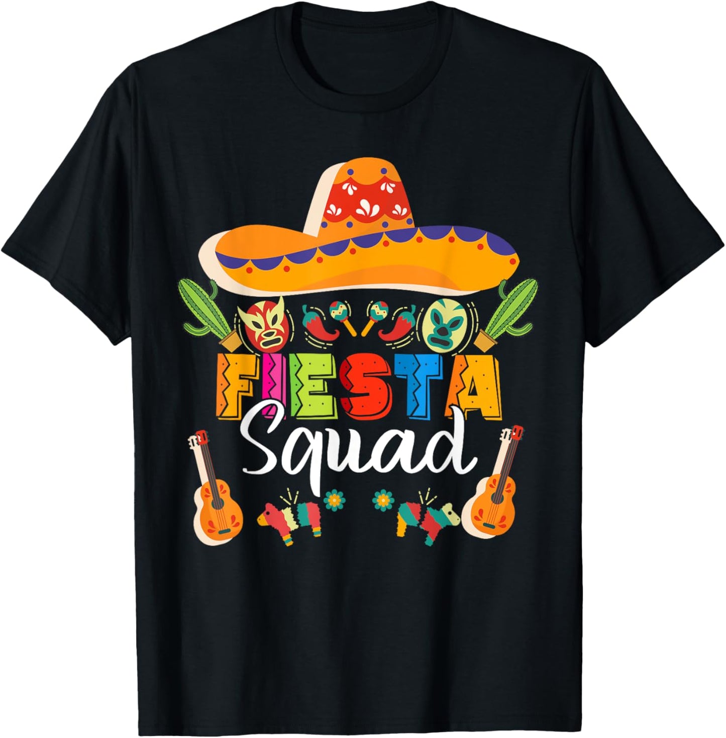 Funny Cinco De Mayo Fiesta Squad Mexican Party Cinco De Mayo T-Shirt - T-Shirt | Black