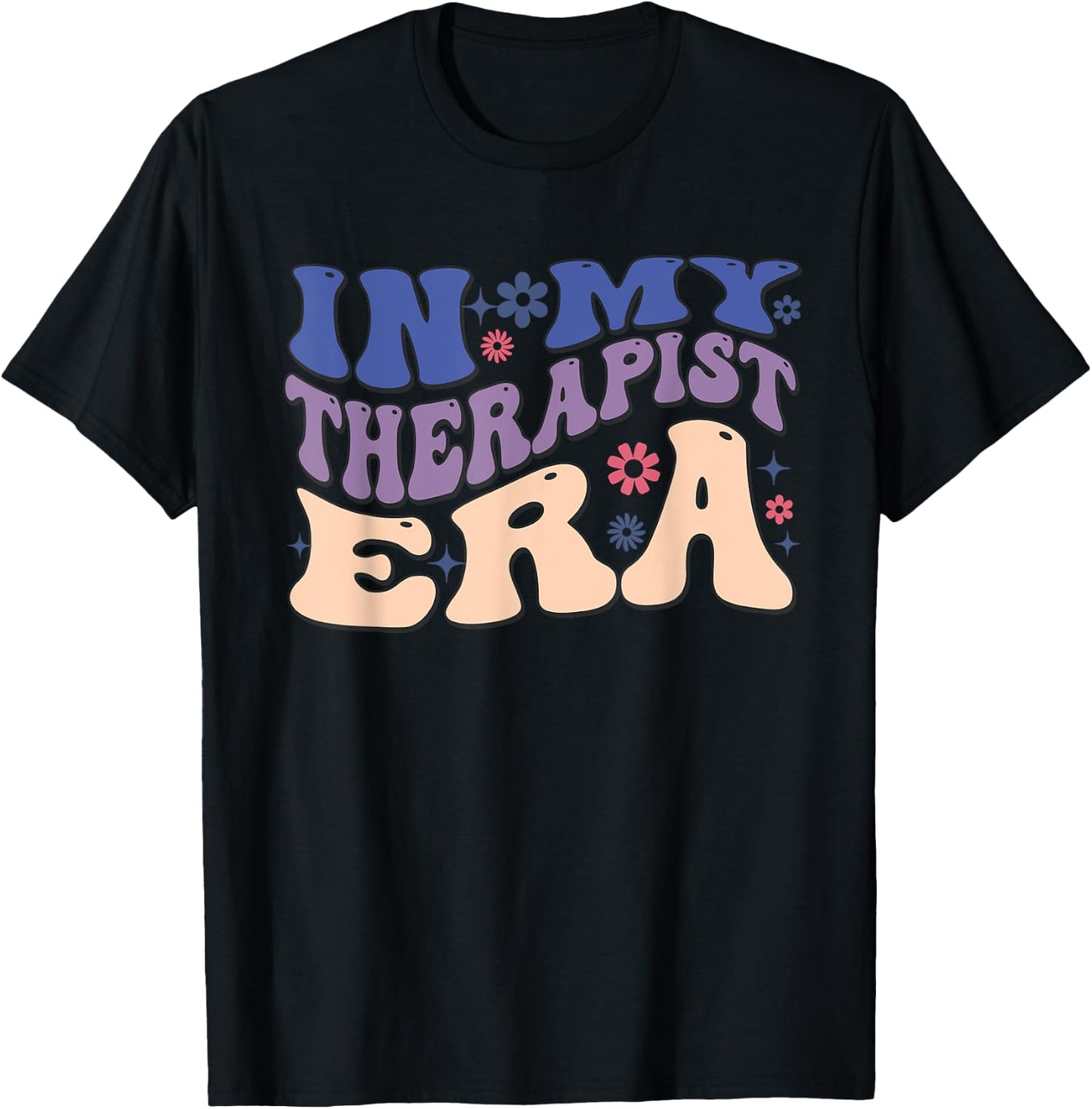In My Therapist Era Cheer Retro Vintage Groovy T-Shirt - T-Shirt | Black