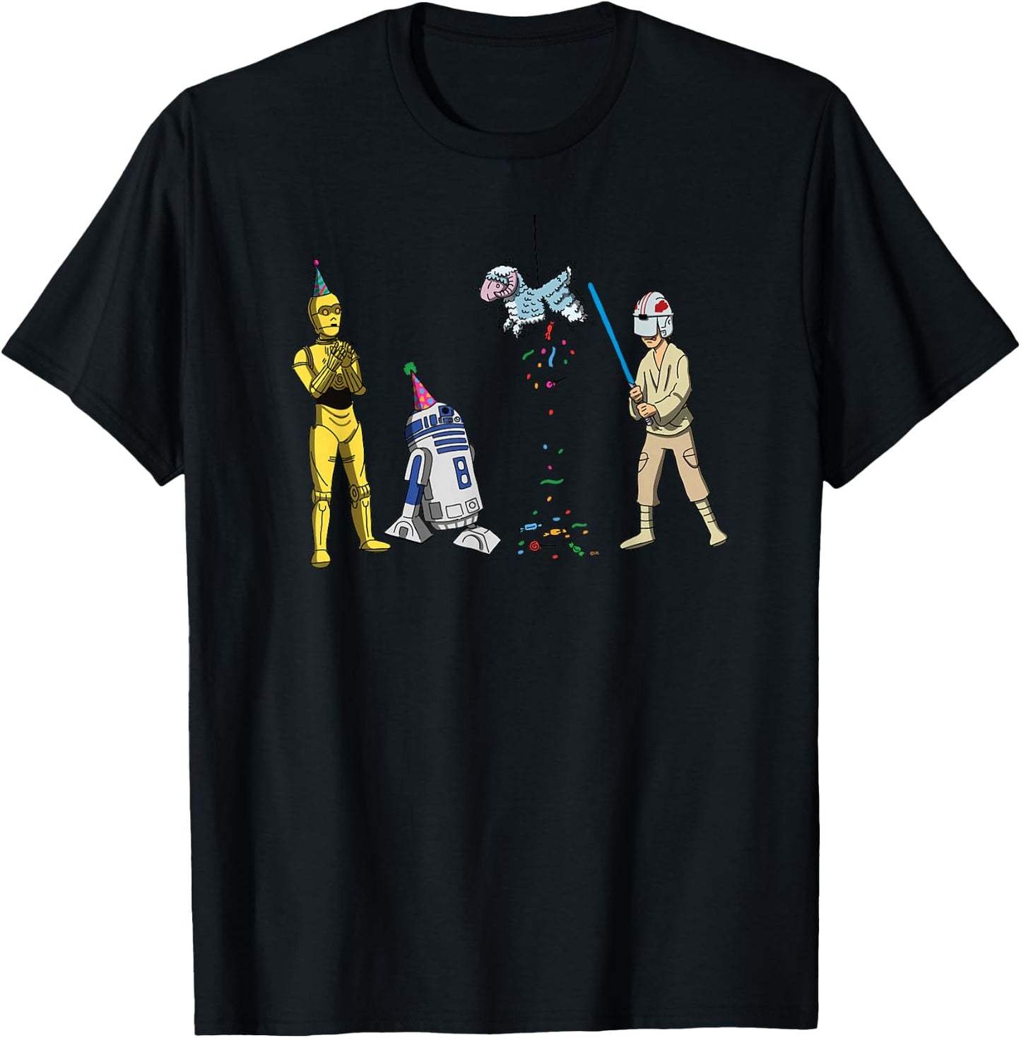 Star Wars Luke Skywalker Jedi Droids Tauntaun Piñata Funny T-Shirt - T-Shirt | Black