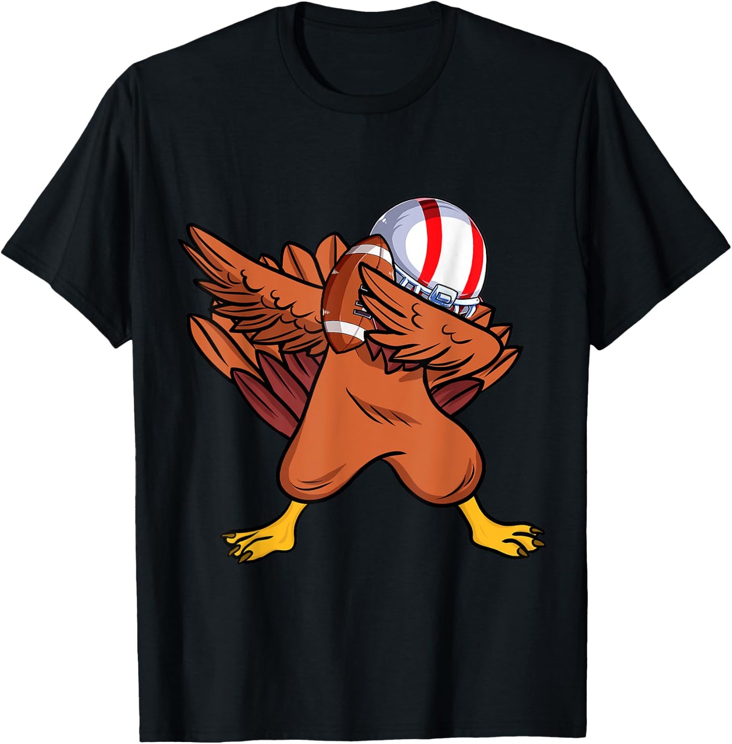 Dabbing Football Player Boys Men dabbing turkey thanksgiving T-Shirt - T-Shirt | Black