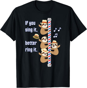 Barbershop Quartette Funny Singing Sloth T-Shirt - T-Shirt | Black