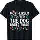 Most Likely To Feed The Dog Under Table Christmas Pajamas T-Shirt - T-Shirt | Black