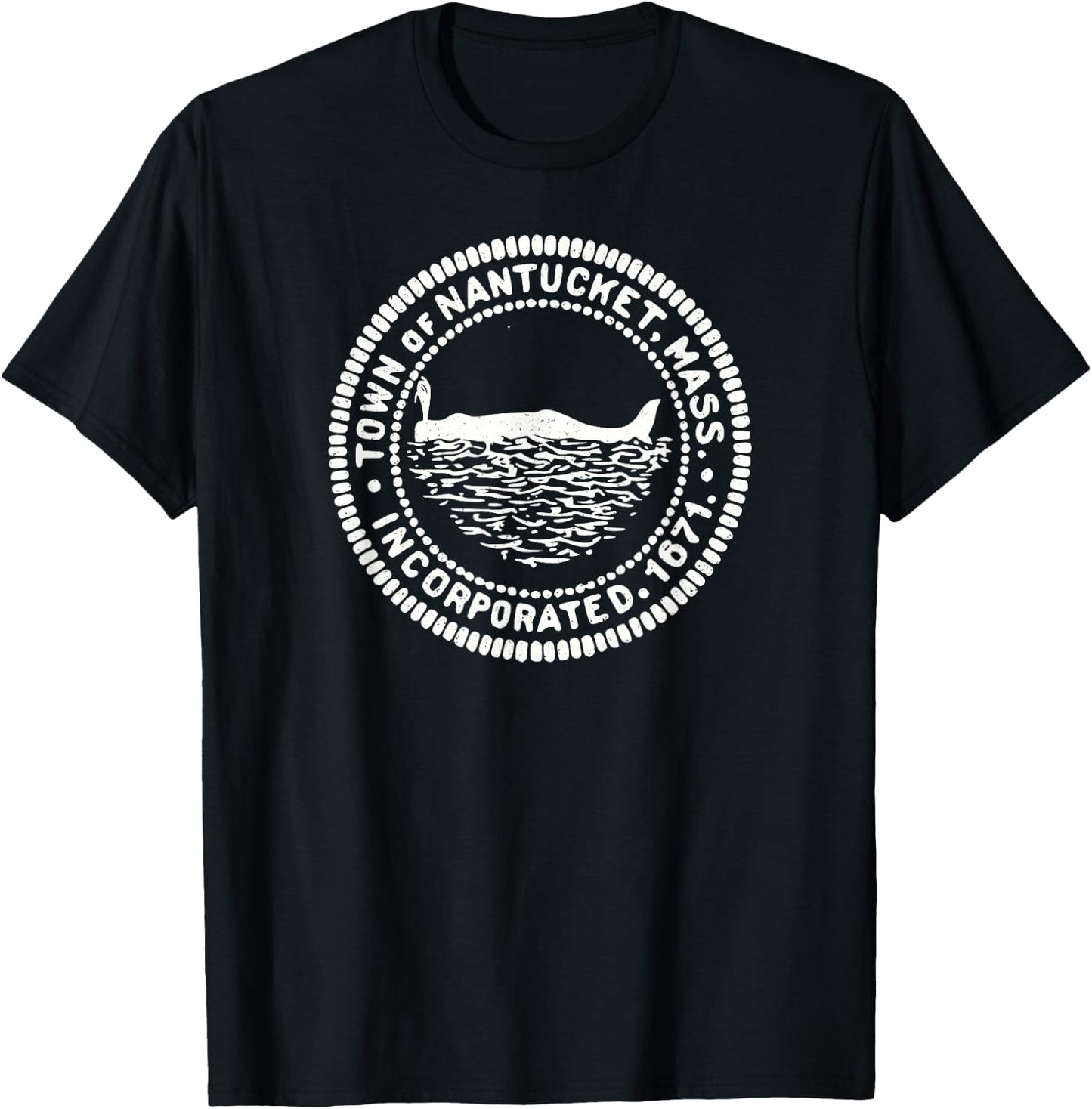 Nantucket Massachusetts Flag Seal T-Shirt - T-Shirt | Black