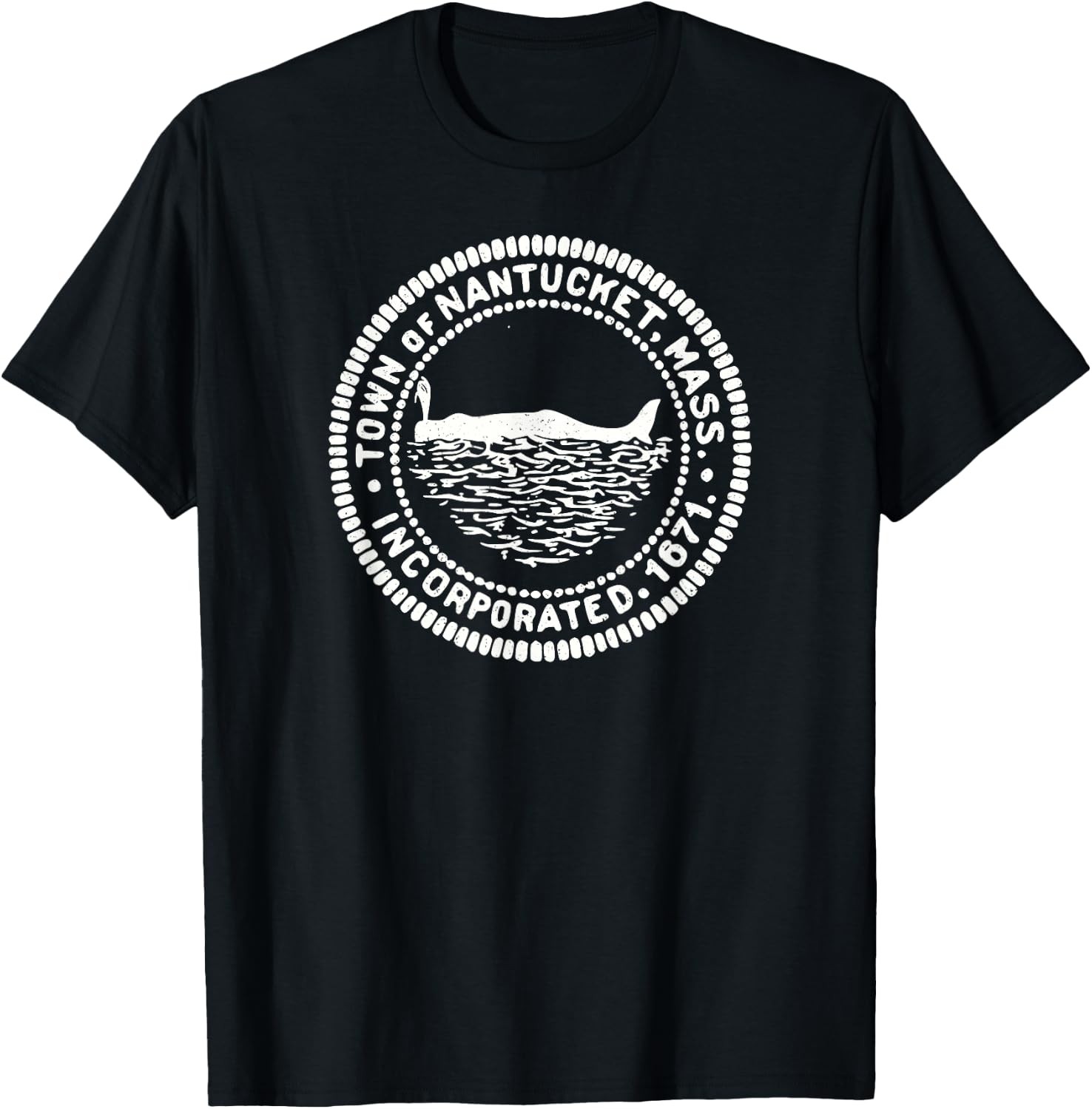 Nantucket Massachusetts Flag Seal T-Shirt - T-Shirt | Black