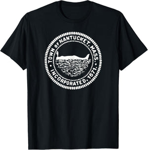 Nantucket Massachusetts Flag Seal T-Shirt - T-Shirt | Black