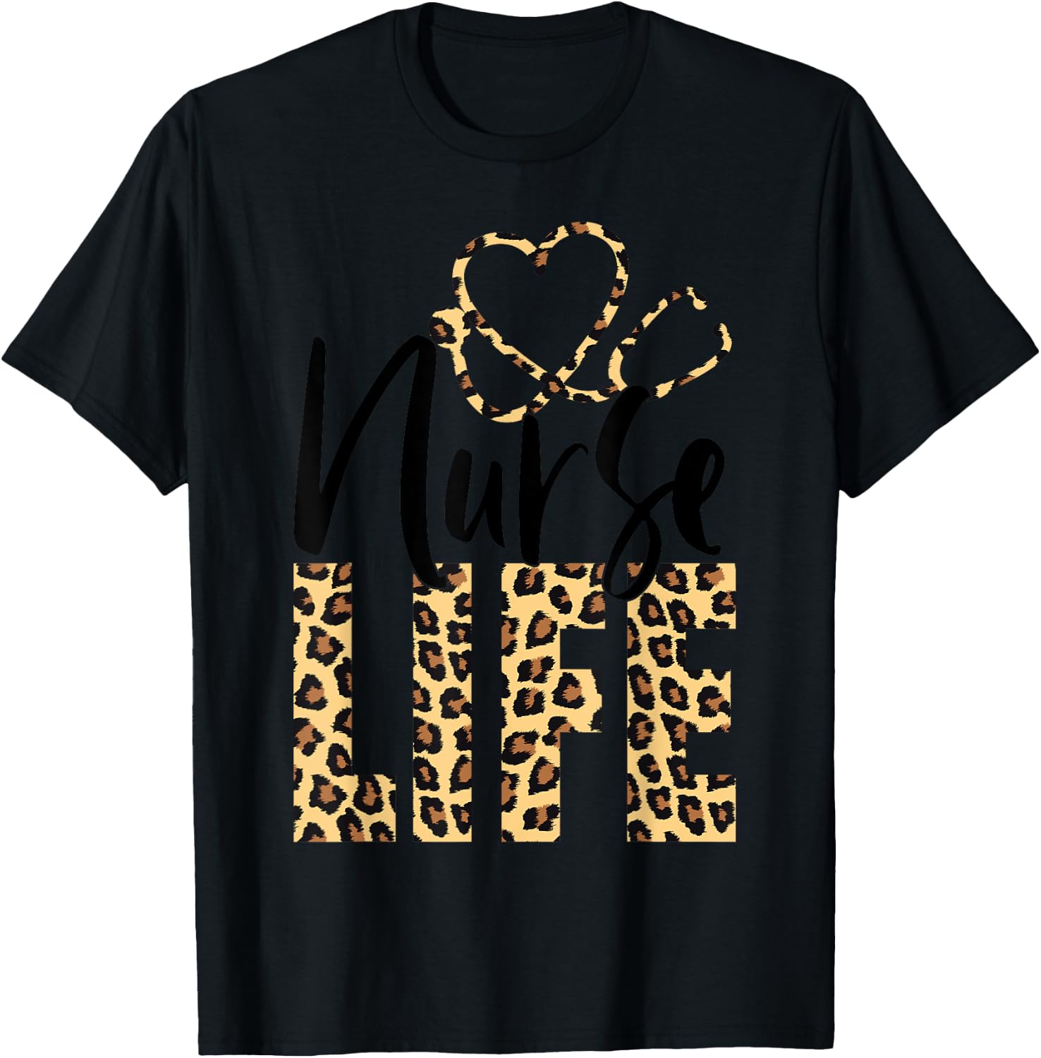 Cute Leopard Nurse Life for Nursing School | Nurse Week 2023 T-Shirt - T-Shirt | Black