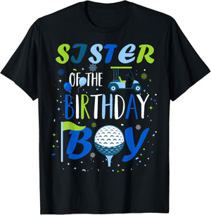 Sister of The Birthday Boy Hole in One Golf Sport Matching T-Shirt - T-Shirt | Black
