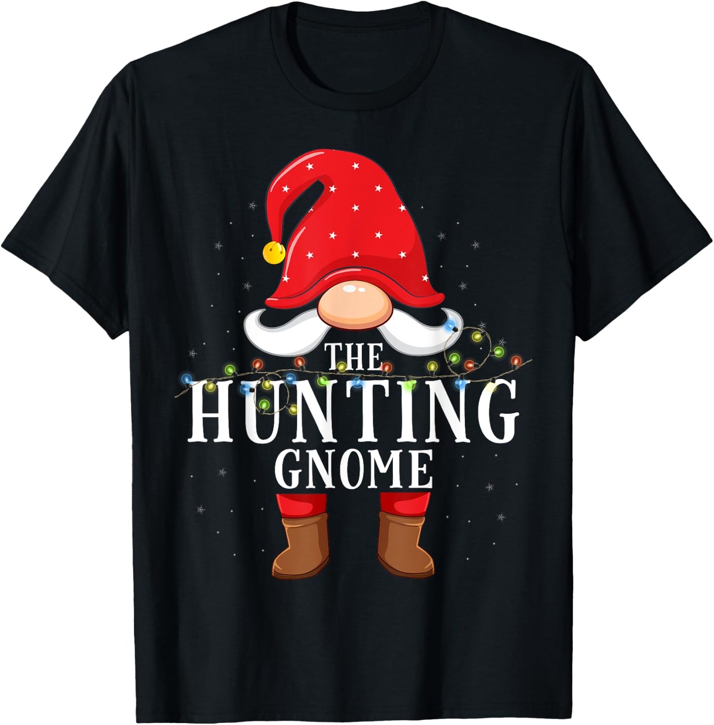 Hunting Gnome Matching Christmas Family Pajama T-Shirt - T-Shirt | Black