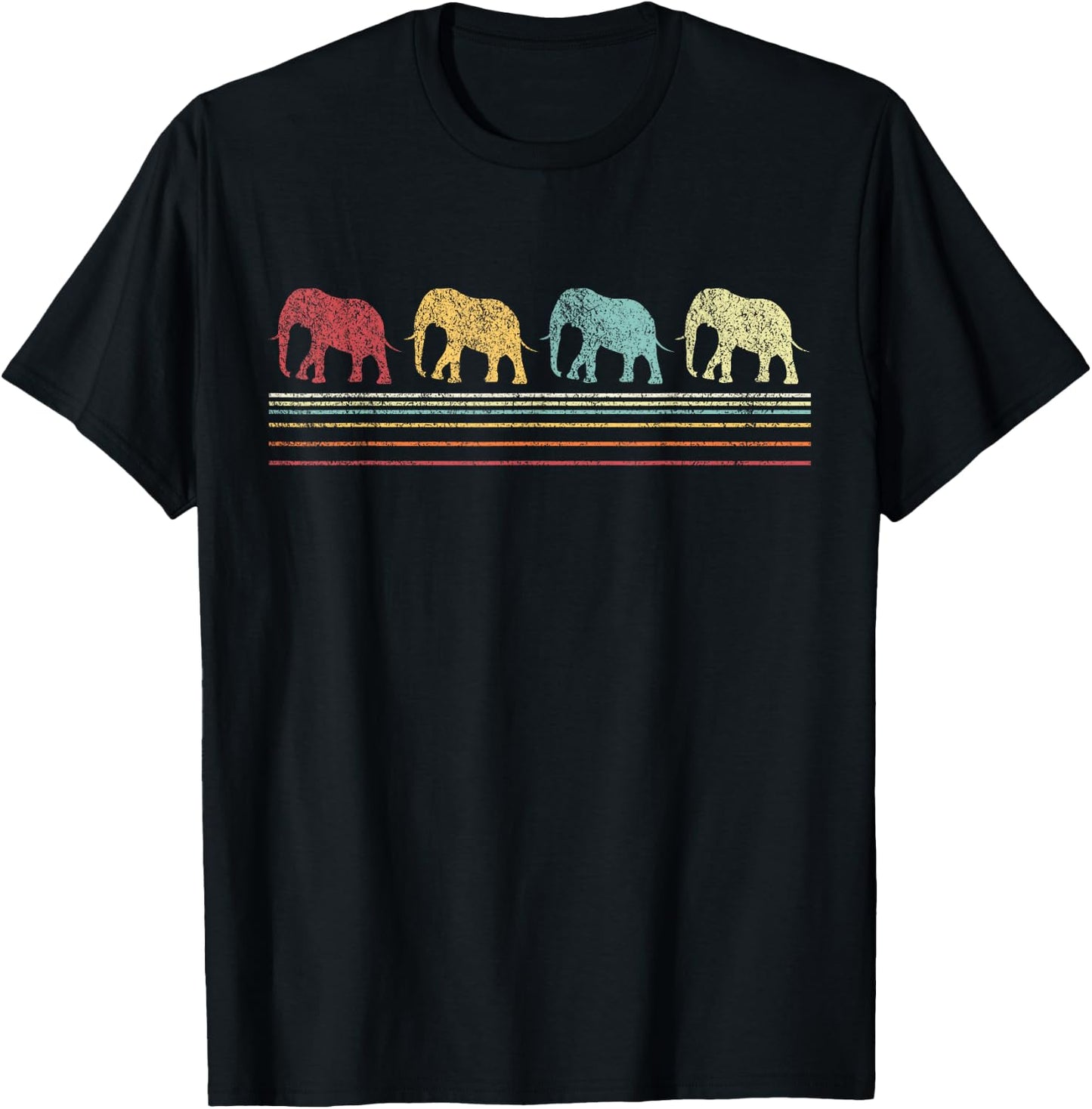 Elephant Lover Funny Elephant Retro T-Shirt - T-Shirt | Black