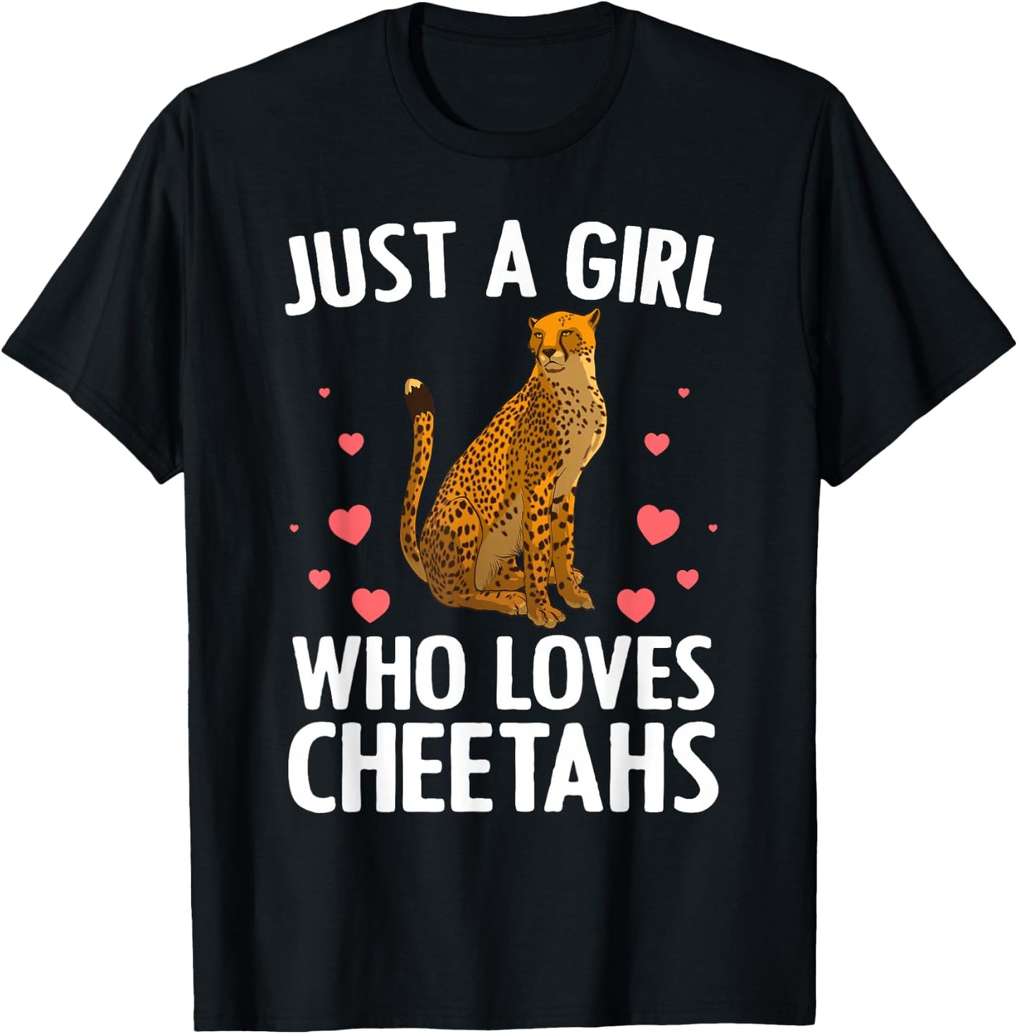Cute Cheetah Design Girls Cat Animal Cheetah Lover T-Shirt - T-Shirt | Black