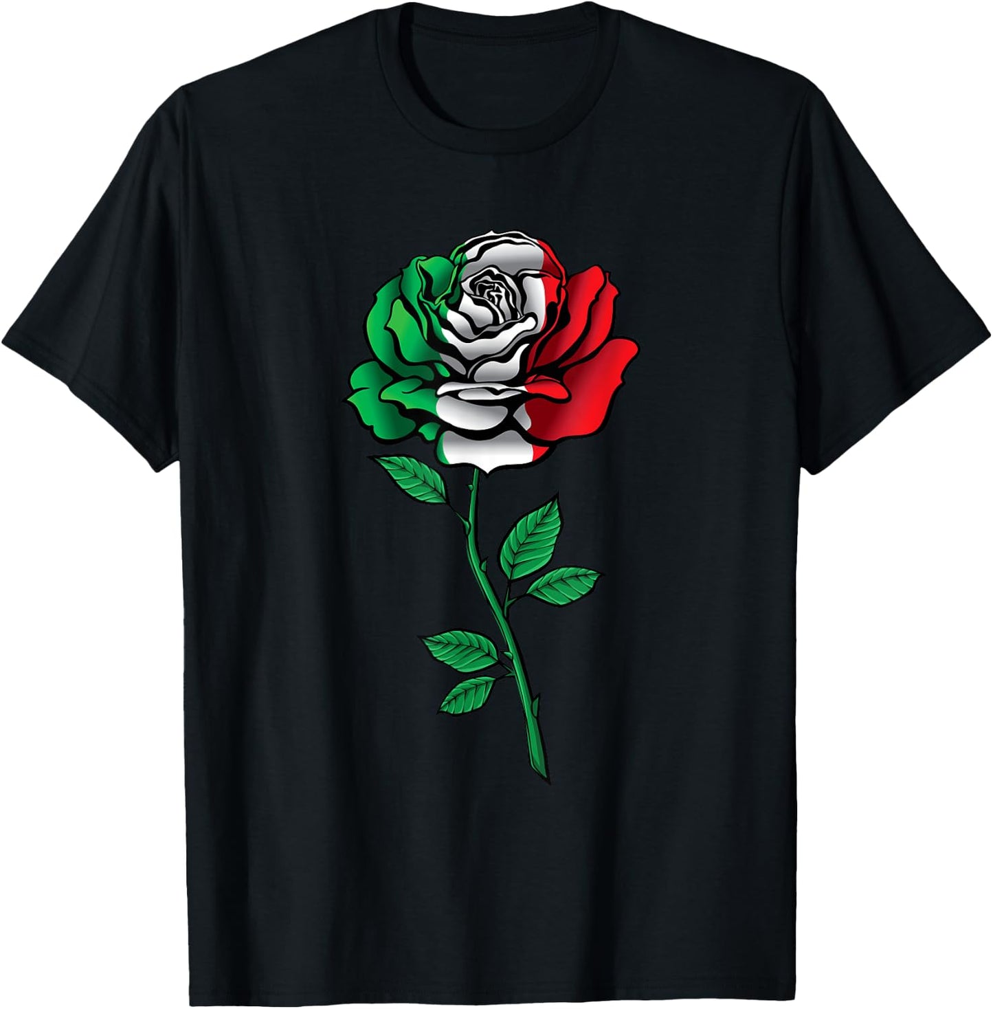 Cool rose flower italian flag rose lovers T-Shirt - T-Shirt | Black